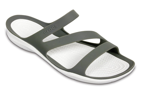 Crocs Swiftwater in Smoke White upper view