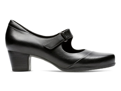 Clarks Rosayln Wren in Black Leather outer view